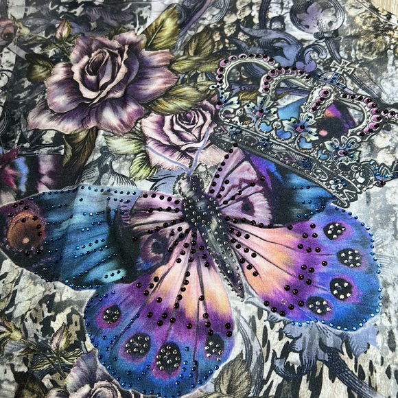 Big Bang | Rose Butterfly Graphic Jeweled Sleeveless Top - Picture 7 of 10